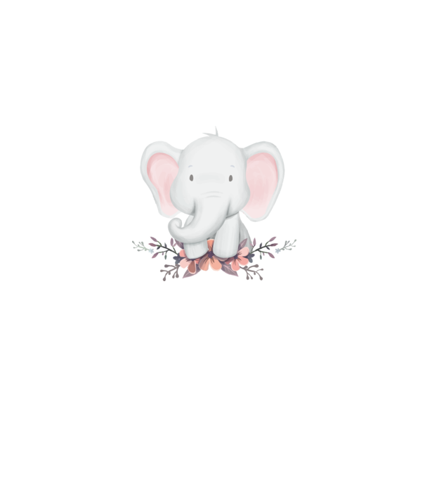 Elefant cu flori model gri pe tricou