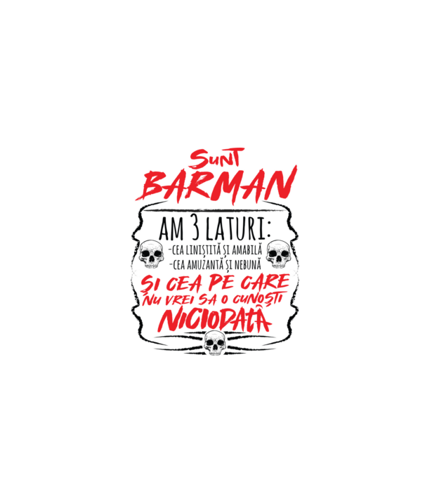 sunt barman am 3 laturi model gri pe tricou