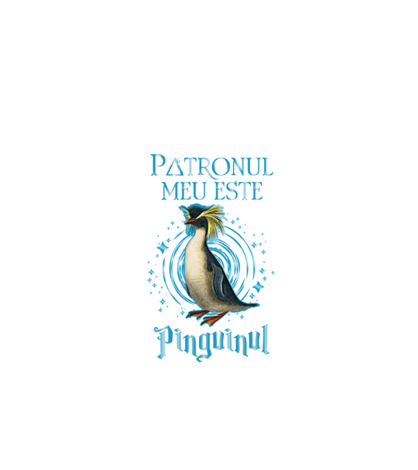 Patronul meu este PINGUINUL model negru pe tricou