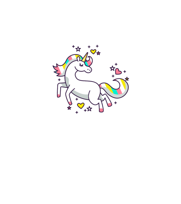 Unicorn Spark model alb pe tricou