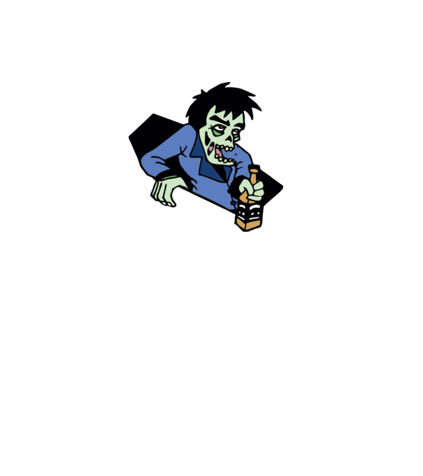 Drunk Zombie model alb pe tricou