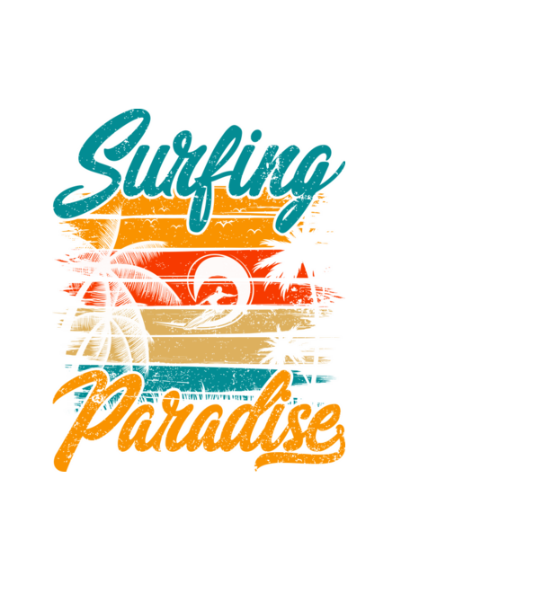 Surfing Paradise model negru pe tricou