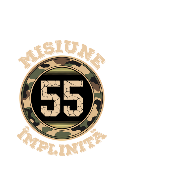 Misiune împlinită 55 model alb pe tricou