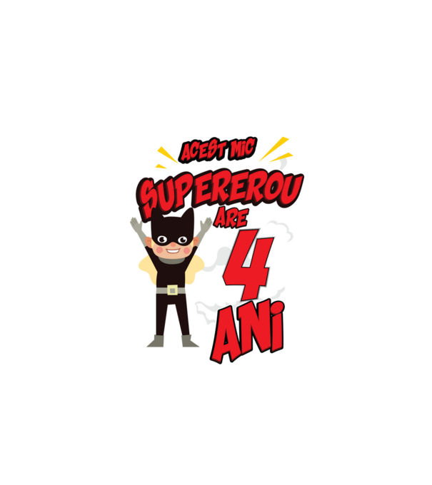 Acest mic supererou are 4 ani model negru pe tricou