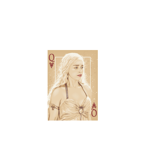 Queen Card model alb pe tricou
