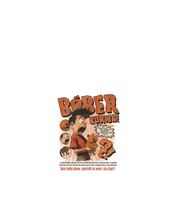 Bobr Kurwa comic model alb pe tricou