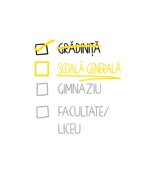 Cheklist educație - grădiniță alb model nisipiu pe tricou