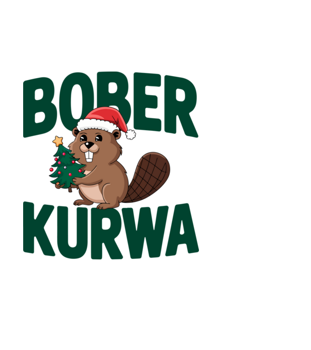 Bober kurwa xmas model alb pe tricou