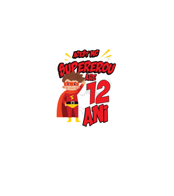 Acest mic supererou are 12 ani model negru pe tricou