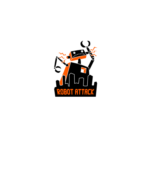 Robot Attack model alb pe tricou