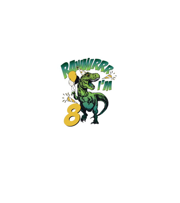 'Birthday Dinosaur rawww i''m 8' model alb pe tricou
