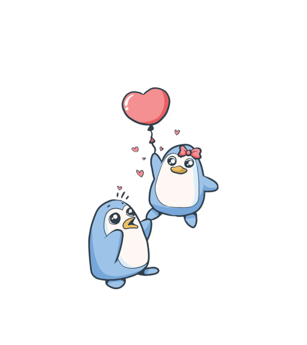 PINGUIN ÎNDRĂGOSTIT 4 model alb pe tricou
