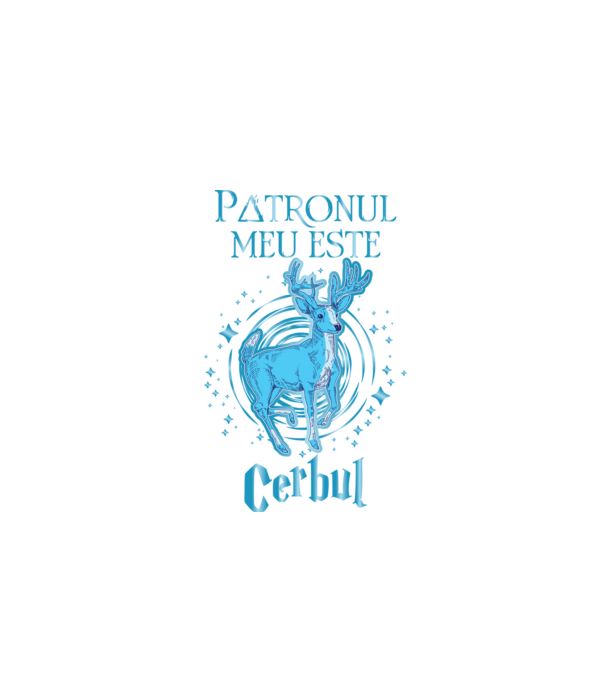 Patronul meu este CERBUL model negru pe tricou