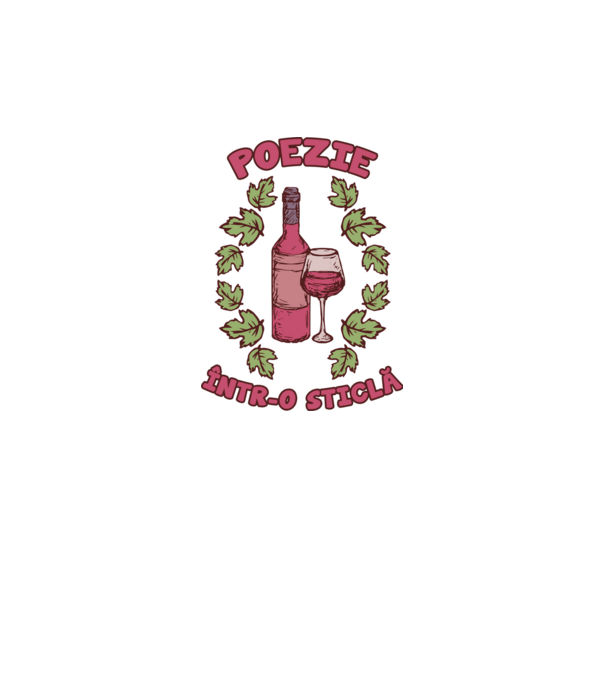 Poezie într-o sticlă model alb pe tricou