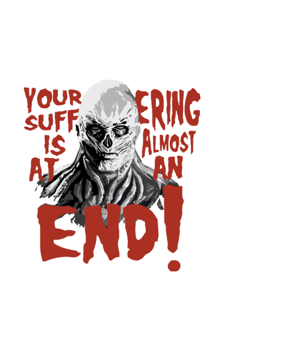 vecna your suffering is almost at an end model negru pe tricou