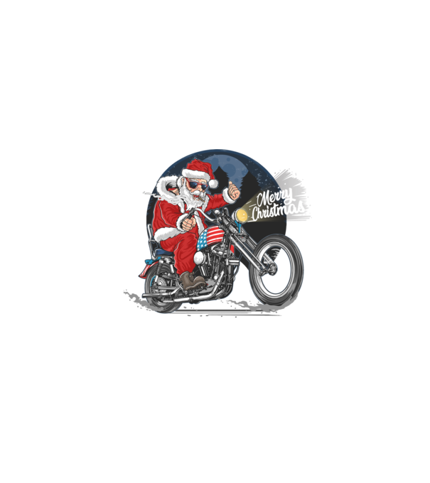 Santa Motocicletă Merry Christmas model negru pe tricou