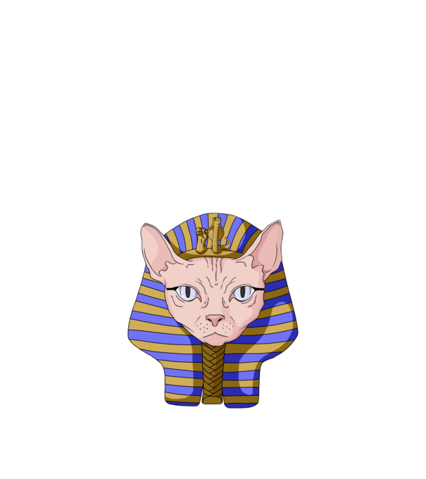 sphynx cat pharaoh model albastru închis pe tricou