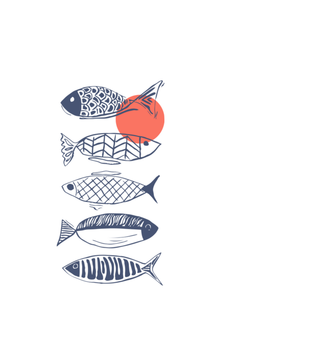 Fish model alb pe tricou