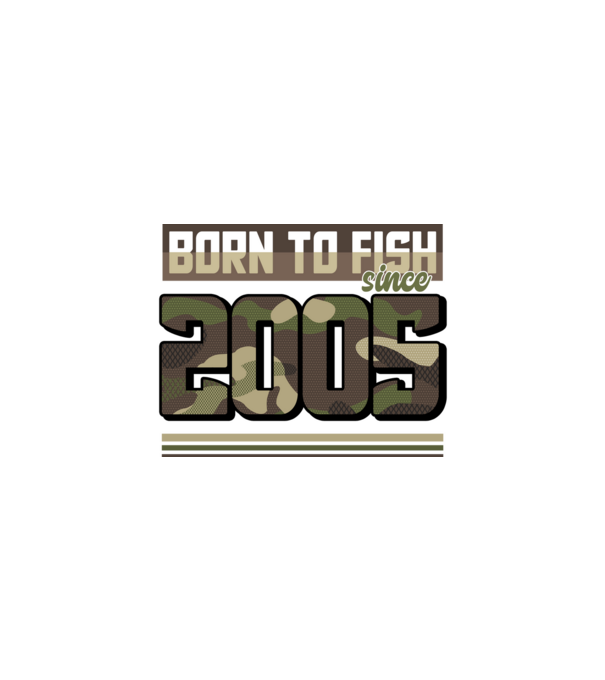 Born to fish since 2005 model negru pe tricou