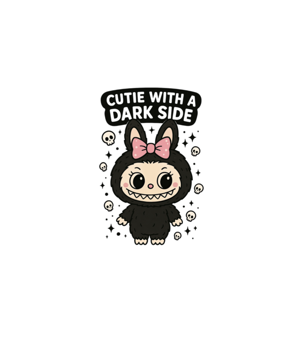 Cutie with a dark side model alb pe tricou