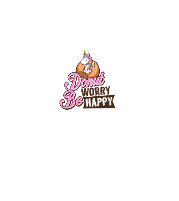 Donut worry be happy model alb pe tricou