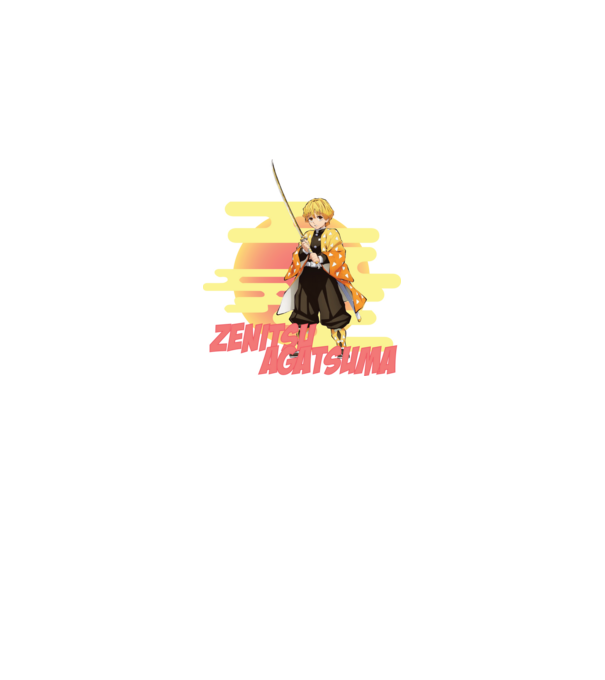 Demon Slayer Zenitsu model alb pe tricou