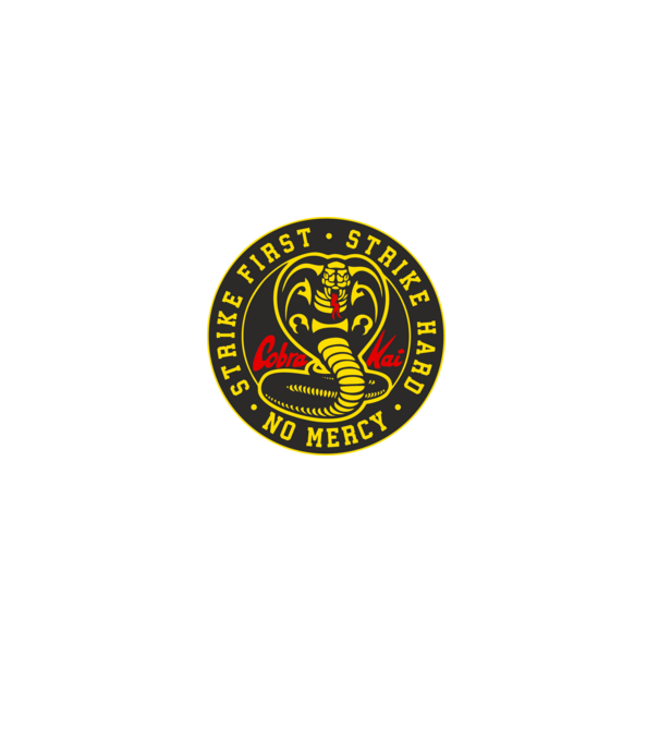 Strike first strike hard cobra kai model negru pe tricou