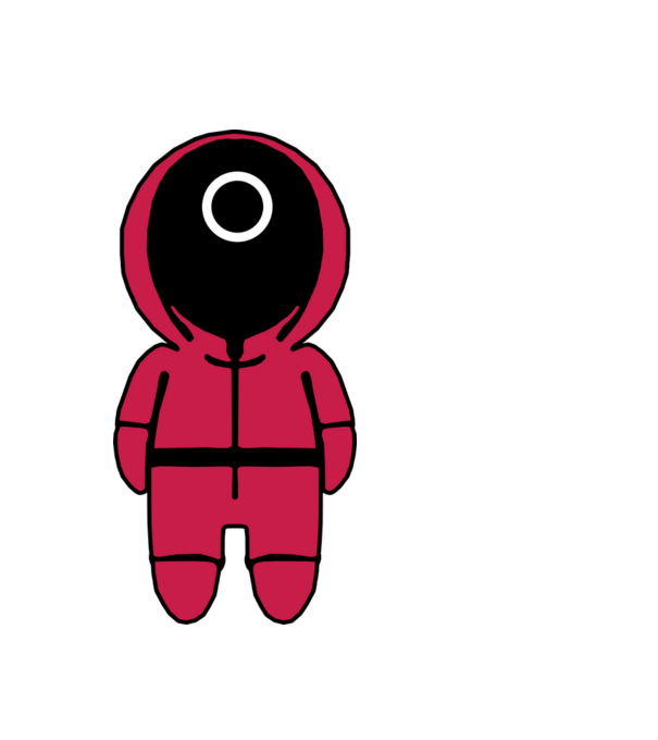 squid game figure model negru pe tricou