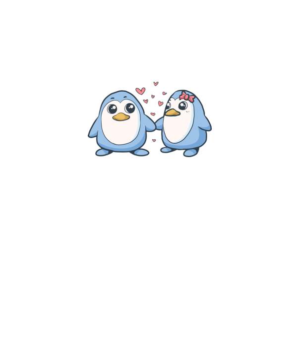 PINGUIN ÎNDRĂGOSTIT 2 model alb pe tricou