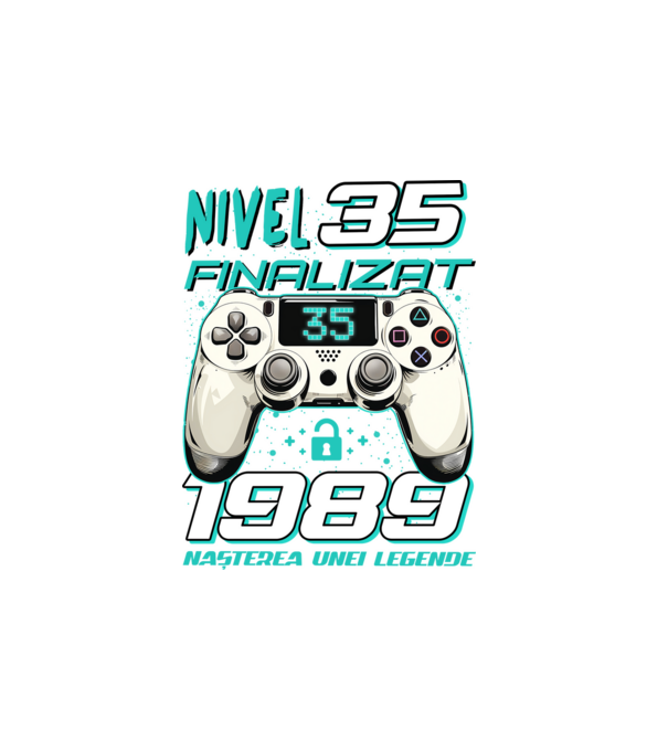 Nivel finalizat 35 1990 model alb pe tricou