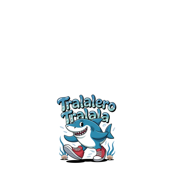 Tralalero Tralala drăguț model alb pe tricou