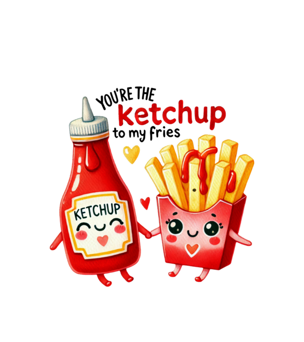 Ketchup to my Fries model alb pe tricou
