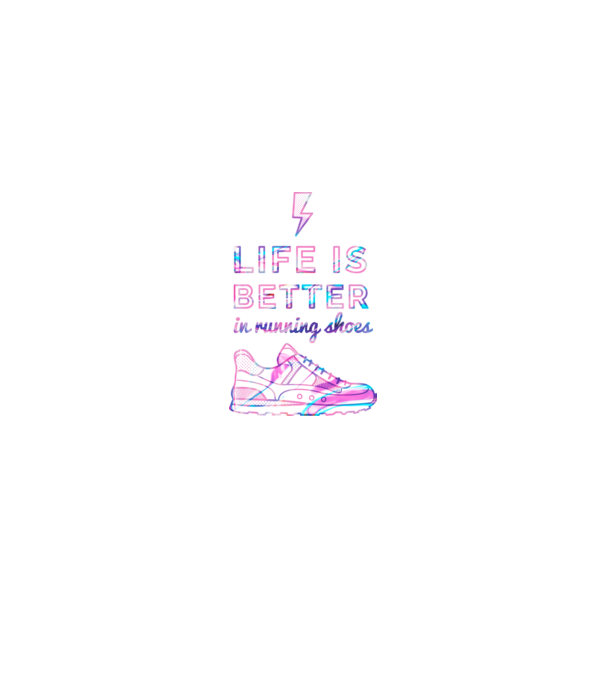 Life is better running shoes HOLO model negru pe tricou