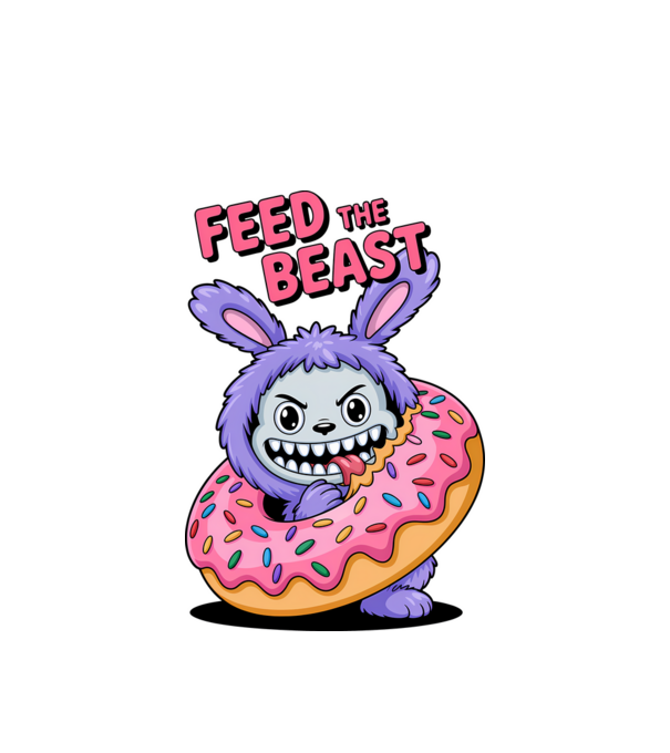 Feed the beast model alb pe tricou
