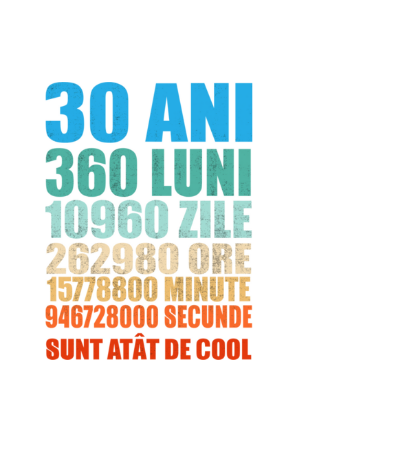 De 30 ani - luni - zile - ore - minute - secunde - sunt atât de cool model negru pe tricou