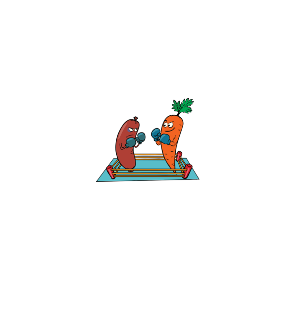 sausage vs carrot model galben pe tricou