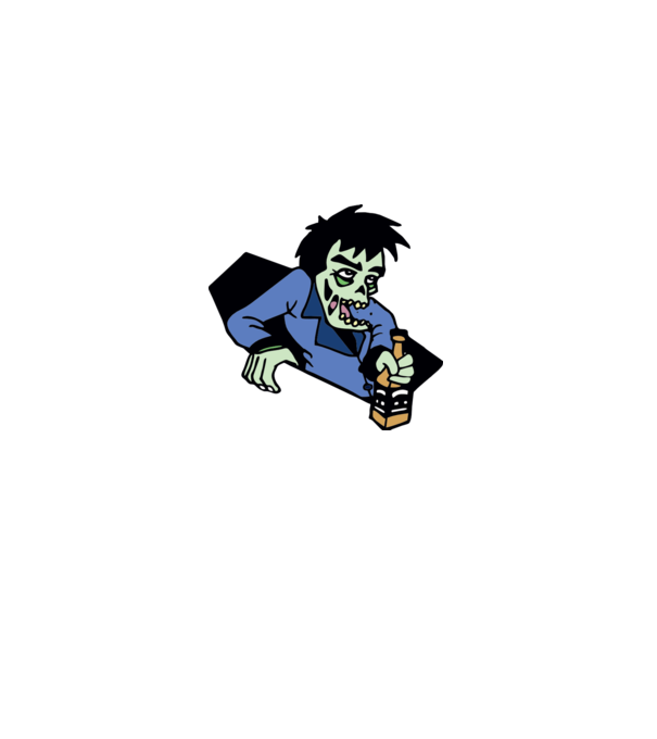 Drunk Zombie model alb pe tricou
