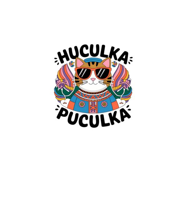 Huculka Puculka pisică 3 model alb pe tricou