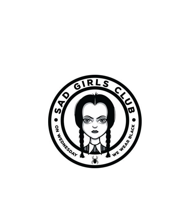 WEDNESDAY Sad Girls Club model negru pe tricou