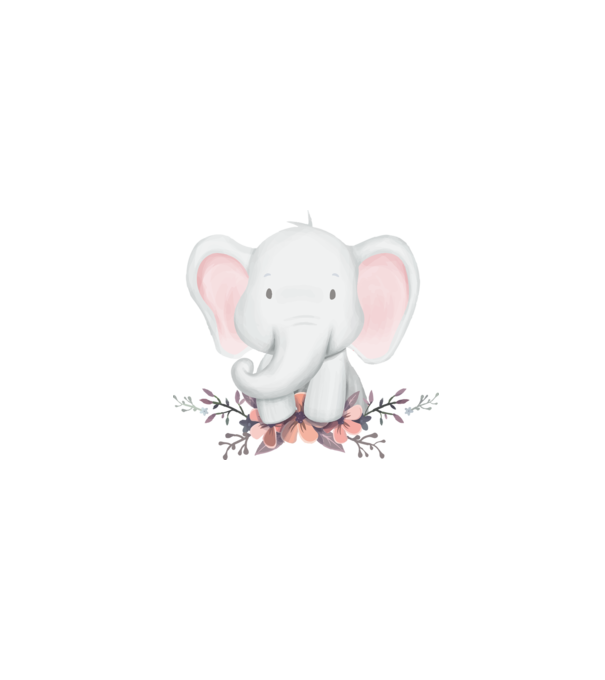 Elefant cu flori model alb pe tricou