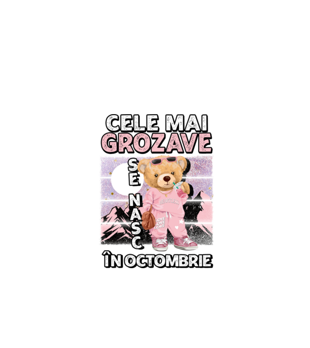 RETRO teddy fetişcană OCTOMBRIE model negru pe tricou