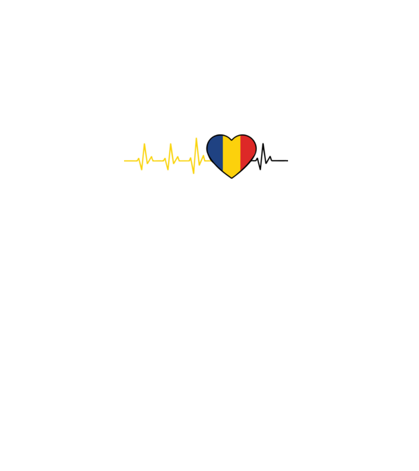 România heartbeat model alb pe tricou