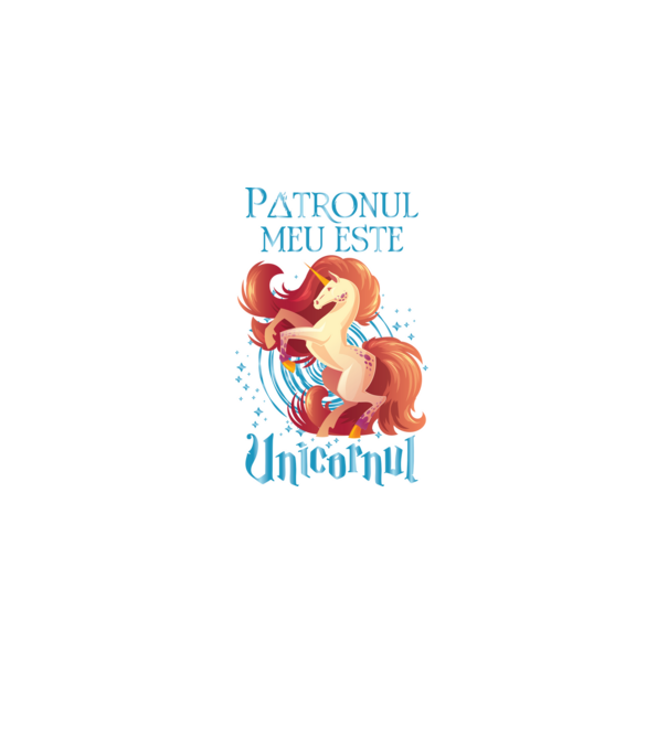 Patronul meu este UNICORNUL model negru pe tricou