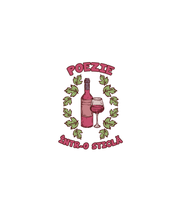 Poezie într-o sticlă model alb pe tricou