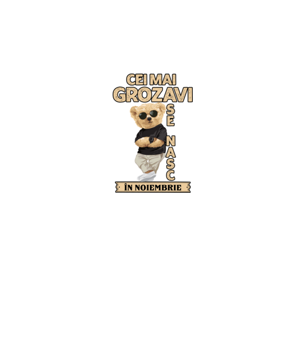 Teddy cel cool noiembrie model negru pe tricou