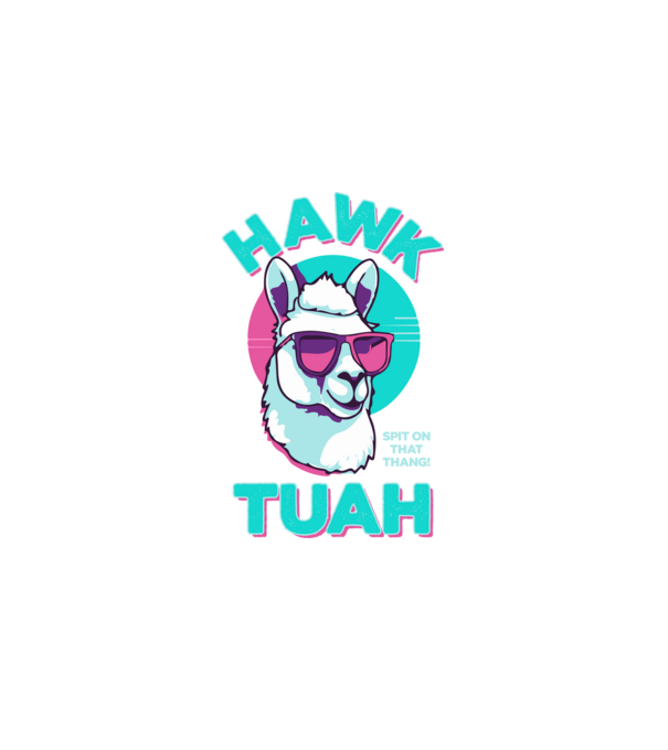 Hawk tuah llama retro sunglasses model albastru închis pe tricou