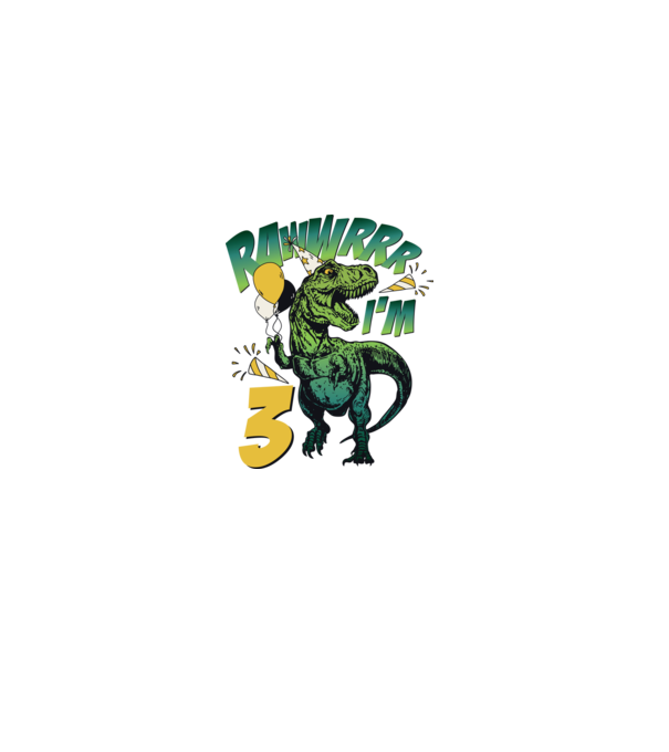 'Birthday Dinosaur rawww i''m 3' model alb pe tricou