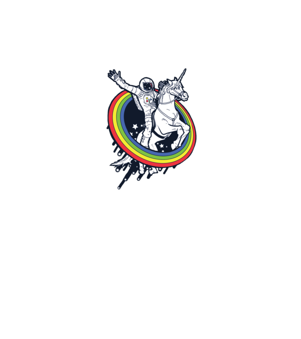 Unicorn Spaceman model albastru regal pe tricou