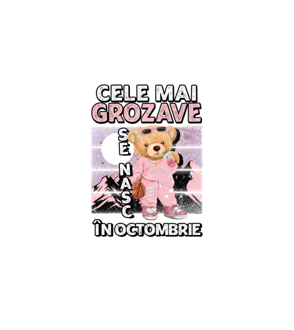 RETRO teddy fetişcană OCTOMBRIE model negru pe tricou
