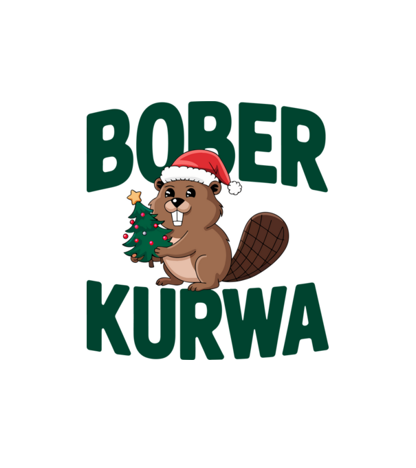 Bober kurwa xmas model alb pe tricou
